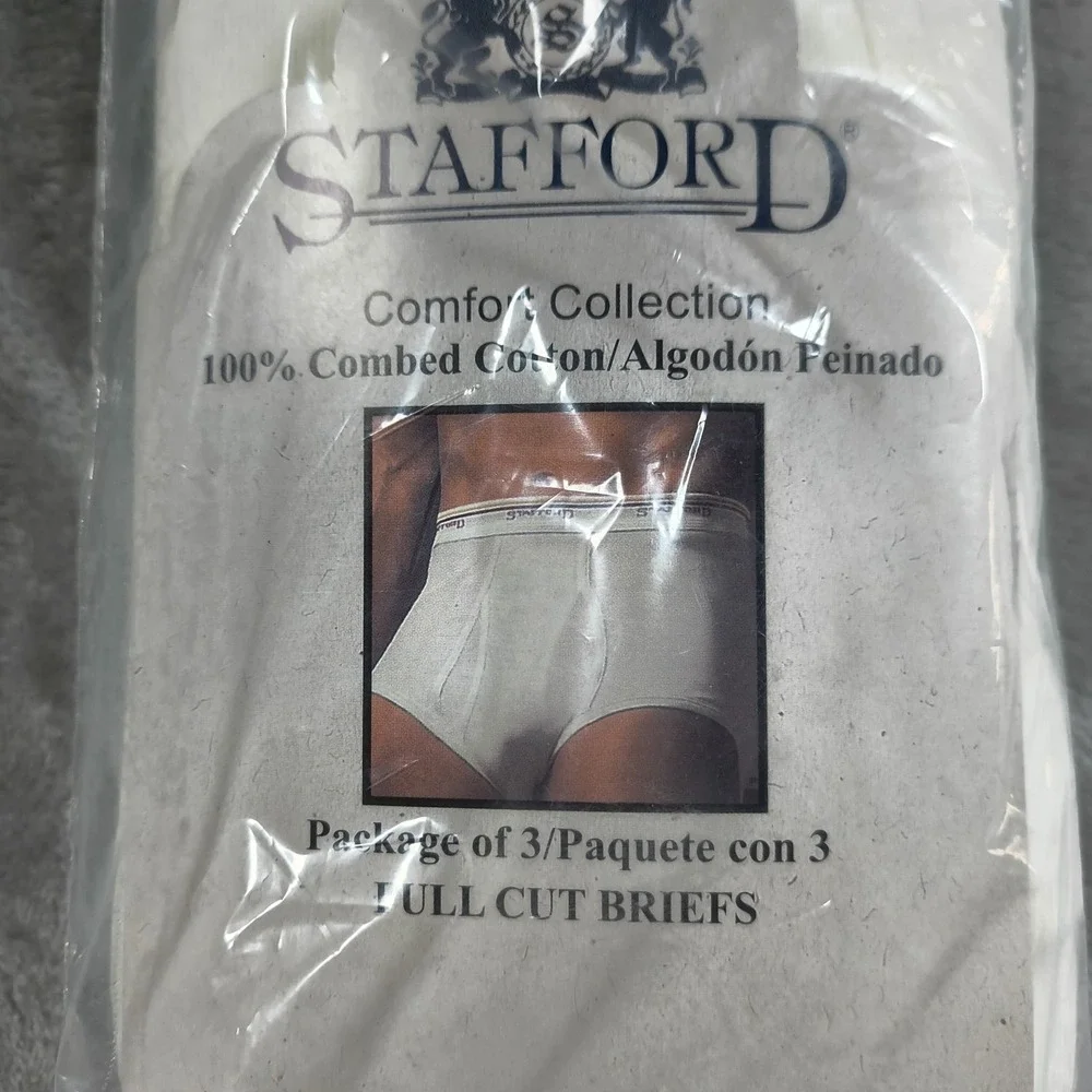 Vintage Stafford Comfort Collection Briefs Mens 36 Full Cut 3 Pack Underwear New - Picture 2 of 9